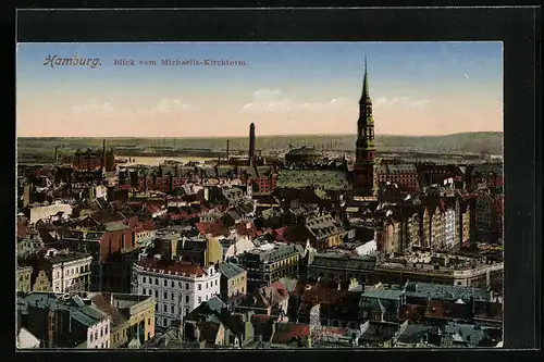 AK Hamburg, Blick vom Michaelis-Kirchturm