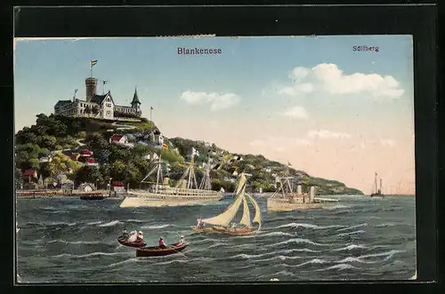 AK Hamburg-Blankenese, Süllberg vom Wasser aus