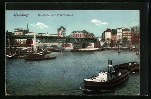 AK Hamburg, Hochbahn über Schutenhafen