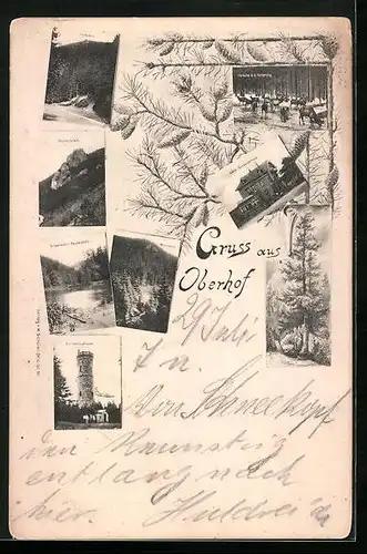 AK Oberhof, Hotel Schweizerhaus, Räuberstein, Bärenstein