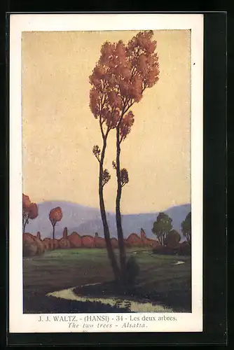 Künstler-AK Hansi: 34 - Les deux arbres