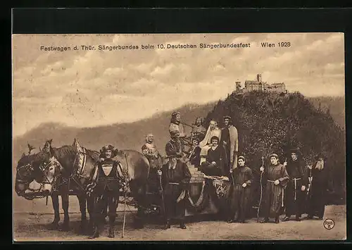 AK Wien, Festwagen d. Thür. Sängerbundes beim 10. Deutschen Sängerbundesfest 1928