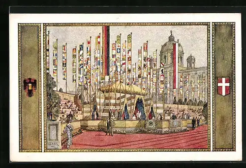 Künstler-AK Wien, Fest-Postkarte des 10. Deutschen Sängerbundesfestes, 1928