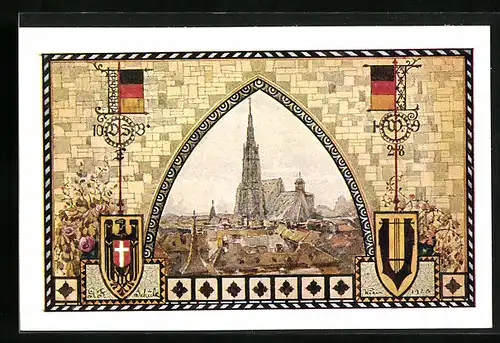 Künstler-AK Wien, Fest-Postkarte des 10. Deutschen Sängerbundesfestes mit Dom, 1928