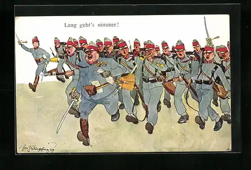 Künstler-AK Fritz Schönpflug: Österreichische Soldaten beim Marsch
