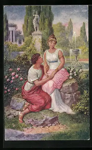 Künstler-AK Kränzle: Römisches Paar beim Stelldichein