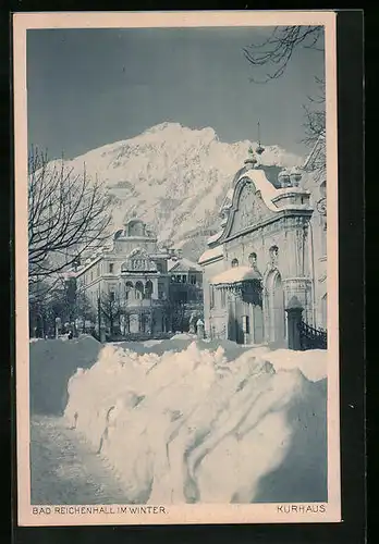 AK Bad Reichenhall, Ortsansicht mit Kurhaus im Winter