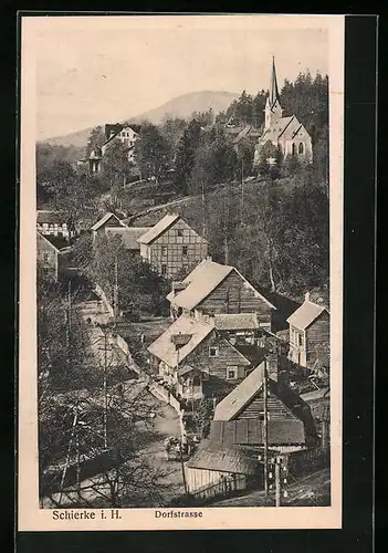 AK Schierke i. H., Dorfstrasse mit Kirche