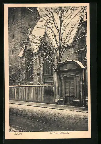 AK Erfurt, St. Laurentiikirche im Schnee