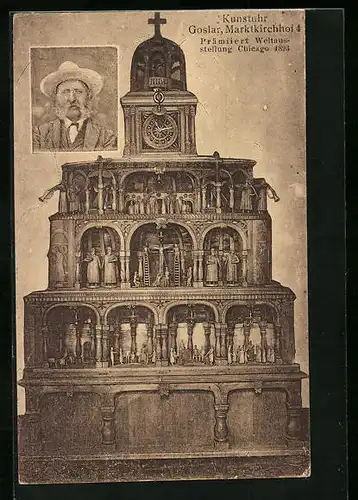 AK Goslar, Kunstuhr, Marktkirchhof 4, Prämiiert Weltausstellung Chicago 1893