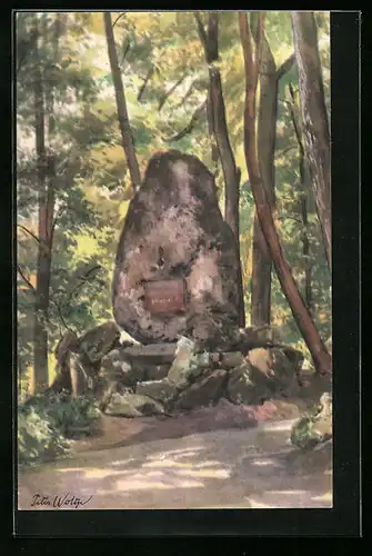 Künstler-AK Weimar, Der Weimarer Park mit Obelisk