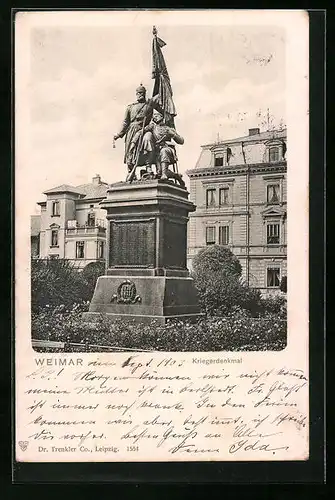 AK Weimar, Kriegerdenkmal mit Grünanlage