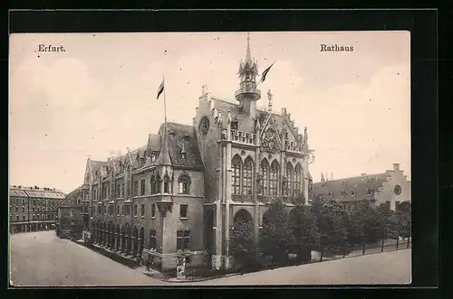 AK Erfurt, Litfasssäule vor dem Rathaus