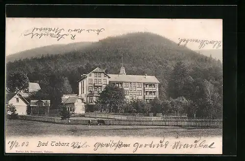 AK Bad Tabarz /Thür., Hotel Kurhaus vor dem Berg