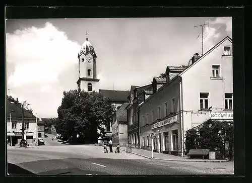 AK Bad Brambach, Markt mit HO Café am Markt