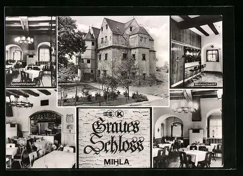 AK Mihla, Gasthaus Graues Schloss - Gebäude und Gasträume