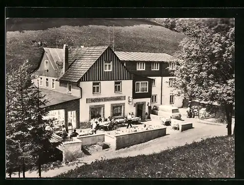 AK Frauenwald /Rstg., Gaststätte Fraubachmühle aus der Vogelschau