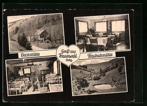 AK Frauenwald /Rstg., Gaststätte Fraubachmühle - Gebäude, Gasträume