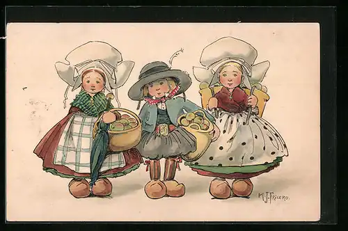 Künstler-AK sign. K. J. Fricero: Holländer Händler auf dem Weg zum Markt