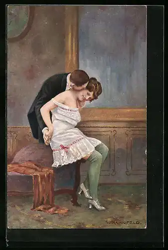 Künstler-AK sign. W. Rahnfeld: Paar ist endlich allein
