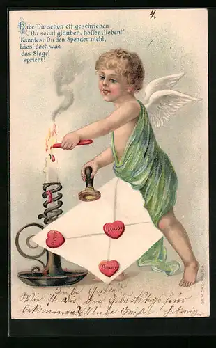 AK Amor siegelt einen Liebesbrief