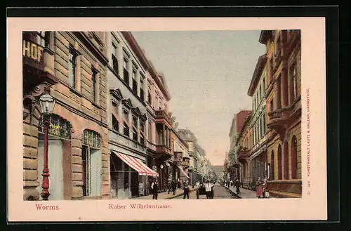 AK Worms, Blick in die Kaiser Wilhelmstrasse