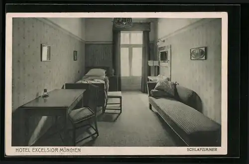 AK München, Hotel Excelsior, Schlafzimmer