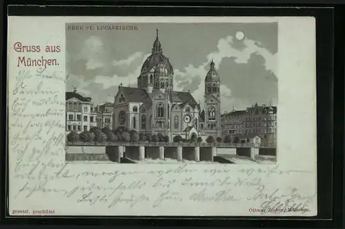 Mondschein-Lithographie München, Neue St. Lucaskirche