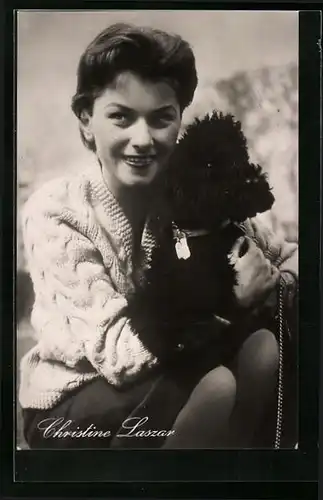AK Schauspielerin Christel Laszar mit ihrem Hund
