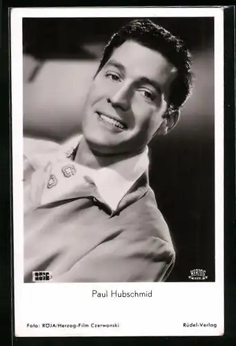 AK Schauspieler Paul Hubschmid mit lächelndem Gesicht