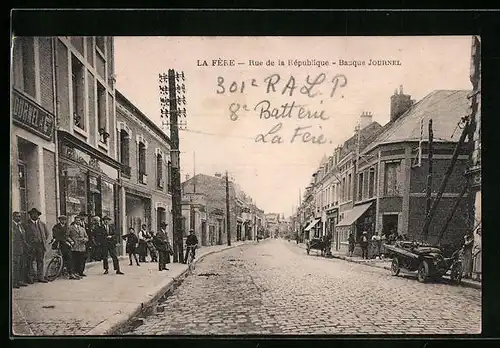 AK La Fére, Rue de la République, Banque Journel