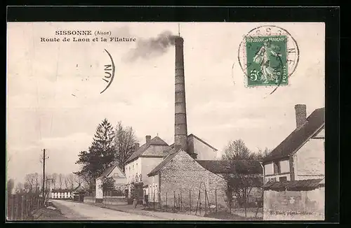 AK Sissonne, Route de Laon et la Filature