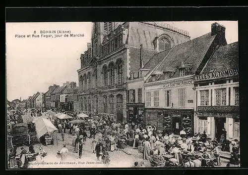 AK Bohain, Place et Rue Fagar, jour de Marché