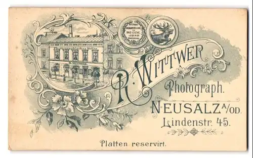 Fotografie R. Wittwer, Neusalz a. Od., Lindenstr. 45, Ansicht Neusalz, Blick auf das Ateliersgebäude