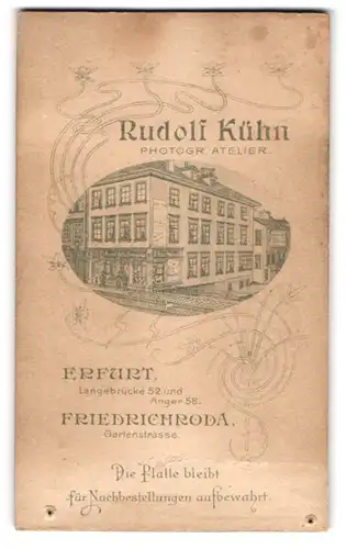 Fotografie Rudolf Kühn, Erfurt, Langebrücke 52, Ansicht Erfurt, Blick auf das Ateliersgebäude