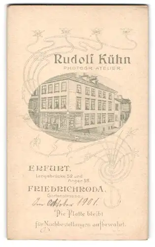 Fotografie Rudolf Kühn, Erfurt, Langebrücke 52, Ansicht Erfurt, Blick auf das Fotografische Atelier