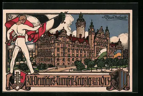 AK Leipzig, XII. Deutsches Turnfest 1913, Neues Rathaus