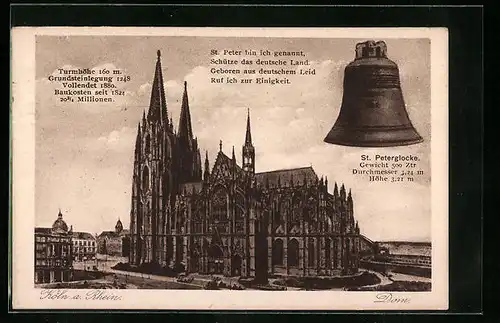 AK Köln, Dom und St. Peterglocke