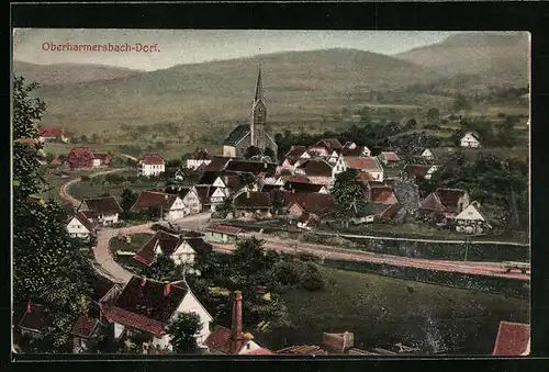 AK Oberharmersbach-Dorf, Teilansicht mit Kirche
