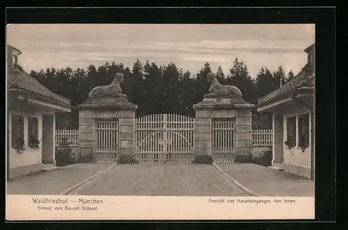 AK München-Hadern, Waldfriedhof, Ansicht des Haupteinganges von Innen