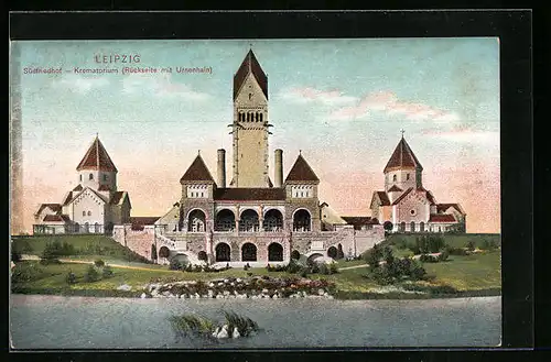 AK Leipzig, Südfriedhof mit Krematorium Rückseite mit Urnenhain