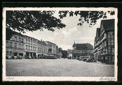 AK Soest, Marktplatz mit Cafe'und Geschäften