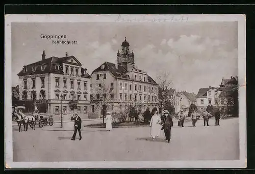 AK Göppingen, Reisende am Bahnhofsplatz