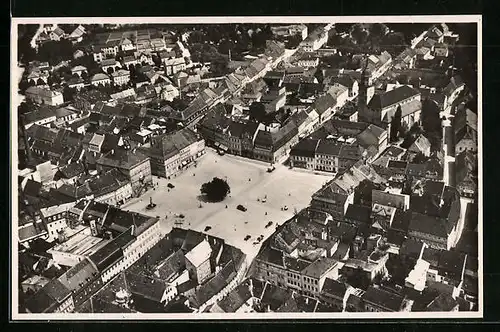 AK Bischofswerda, Fliegeraufnahme vom Marktplatz