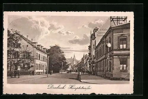 AK Durlach, Passanten in der Hauptstrasse