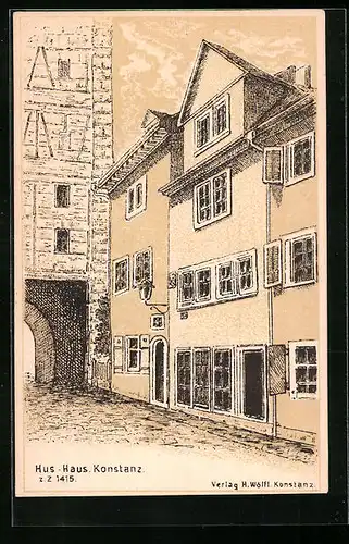 AK Konstanz, Hus-Haus von der Strasse gesehen