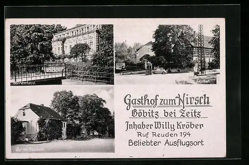 AK Göbitz b. Zeitz, Gasthof zum Hirsch, Herrenhaus, Gut Werbenhain
