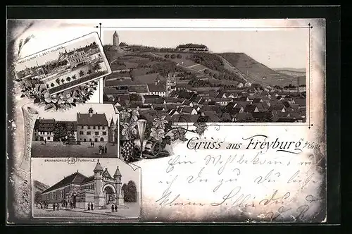 Lithographie Freyburg a. Unstr., Restaurant zur Sekt-Kellerei, Erinnerungs-Turnhalle