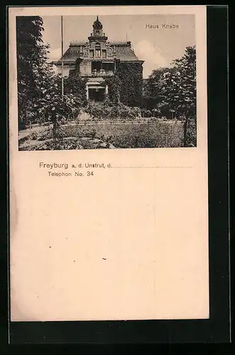AK Freyburg /Unstrut, Haus Knabe vvom Garten aus