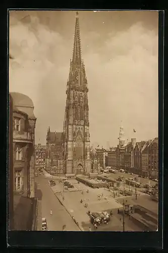 AK Hamburg, Nikolaikirche und Hopfenmarkt